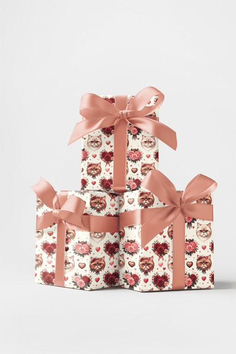 Valentine's Sweethearts (Exotic Shorthair) Wrapping Paper - London Penny Gift Wrap