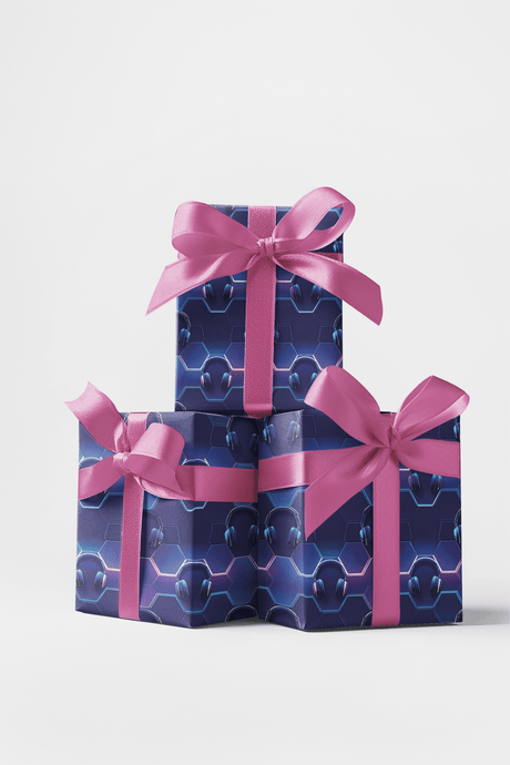 Sleek Neon Gaming Wrapping Paper - London Penny Gift Wrap