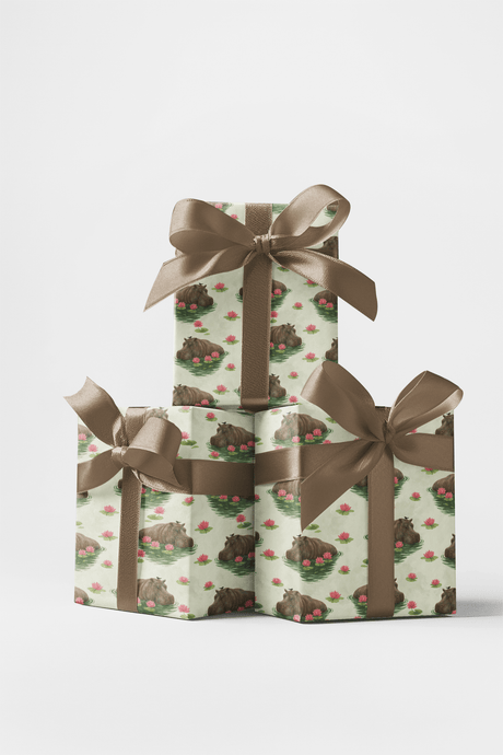 Lily Lagoon Hippos - London Penny Gift Wrap