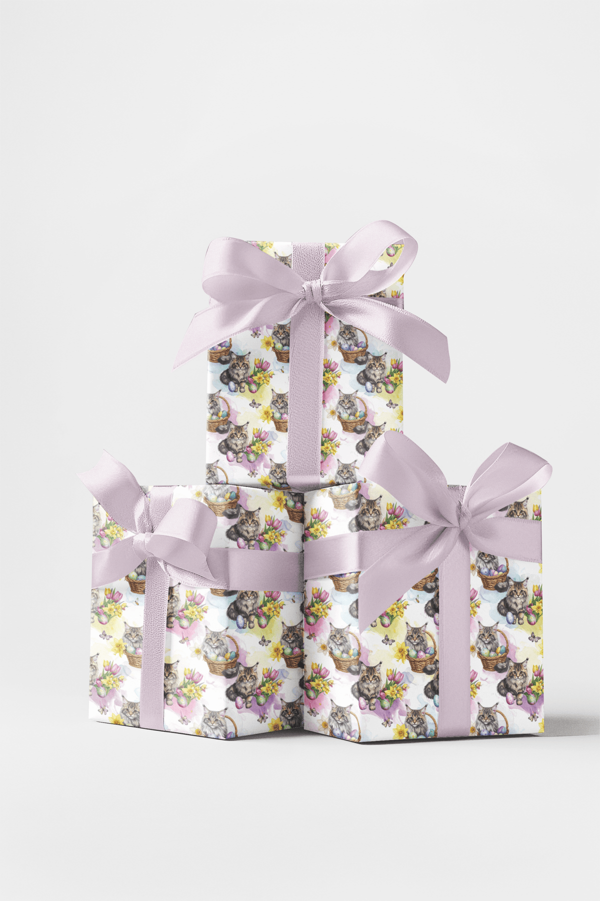 Whiskers & Easter Festivities (Maine Coon) Wrapping Paper - London Penny Gift Wrap