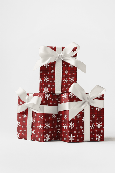Holiday Plaid Snowfall - London Penny Gift Wrap