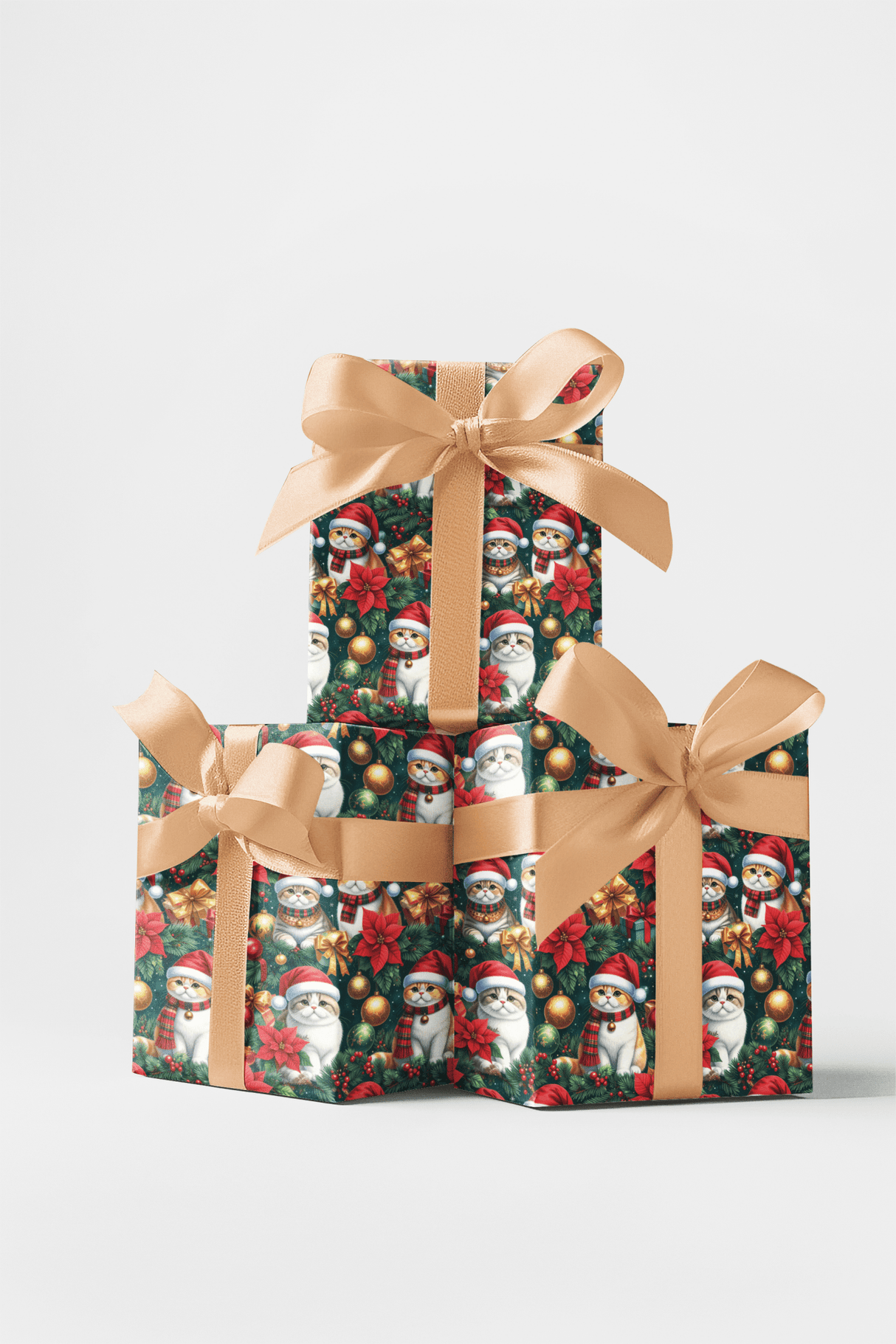 Christmas Exotic Shorthairs Wrapping Paper - London Penny Gift Wrap