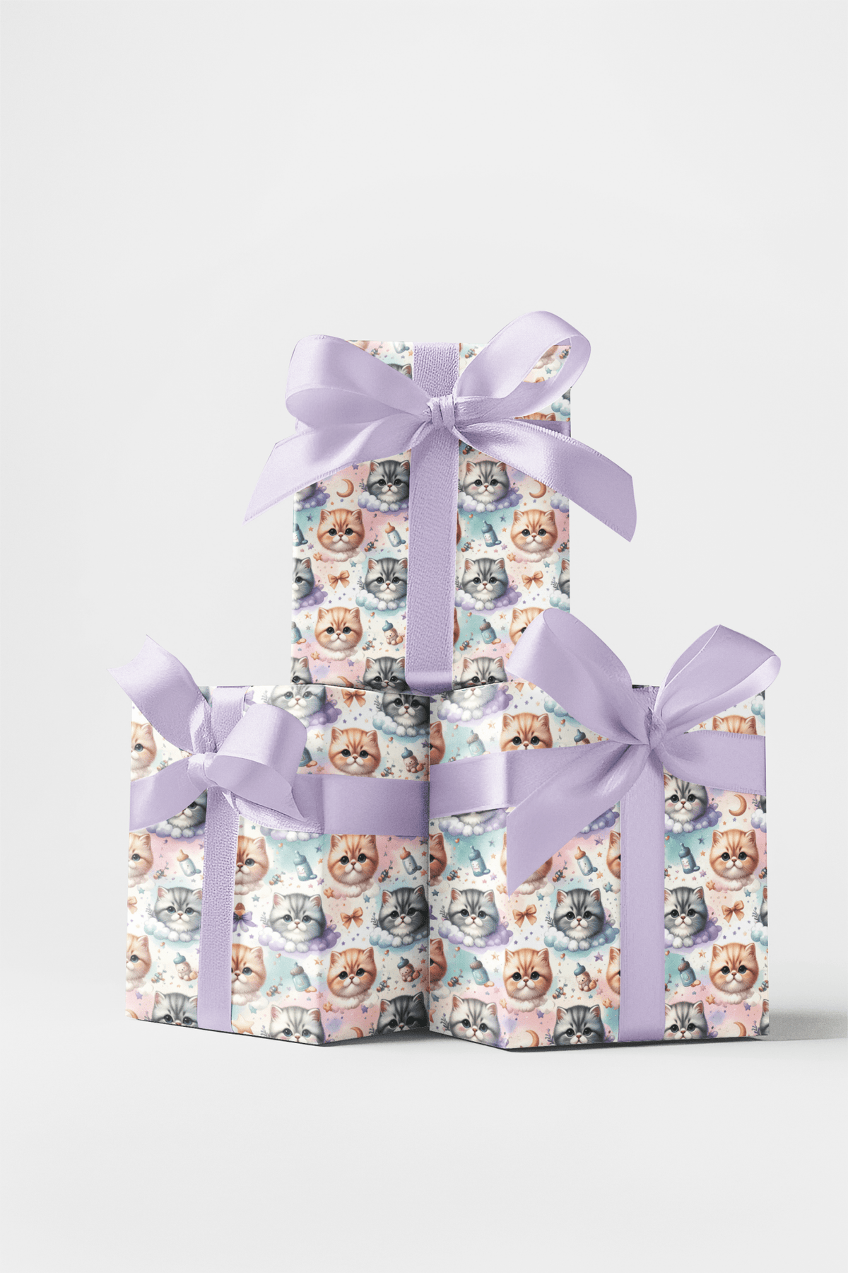 Baby Shower Cats (Exotic Shorthair) Wrapping Paper - London Penny Gift Wrap