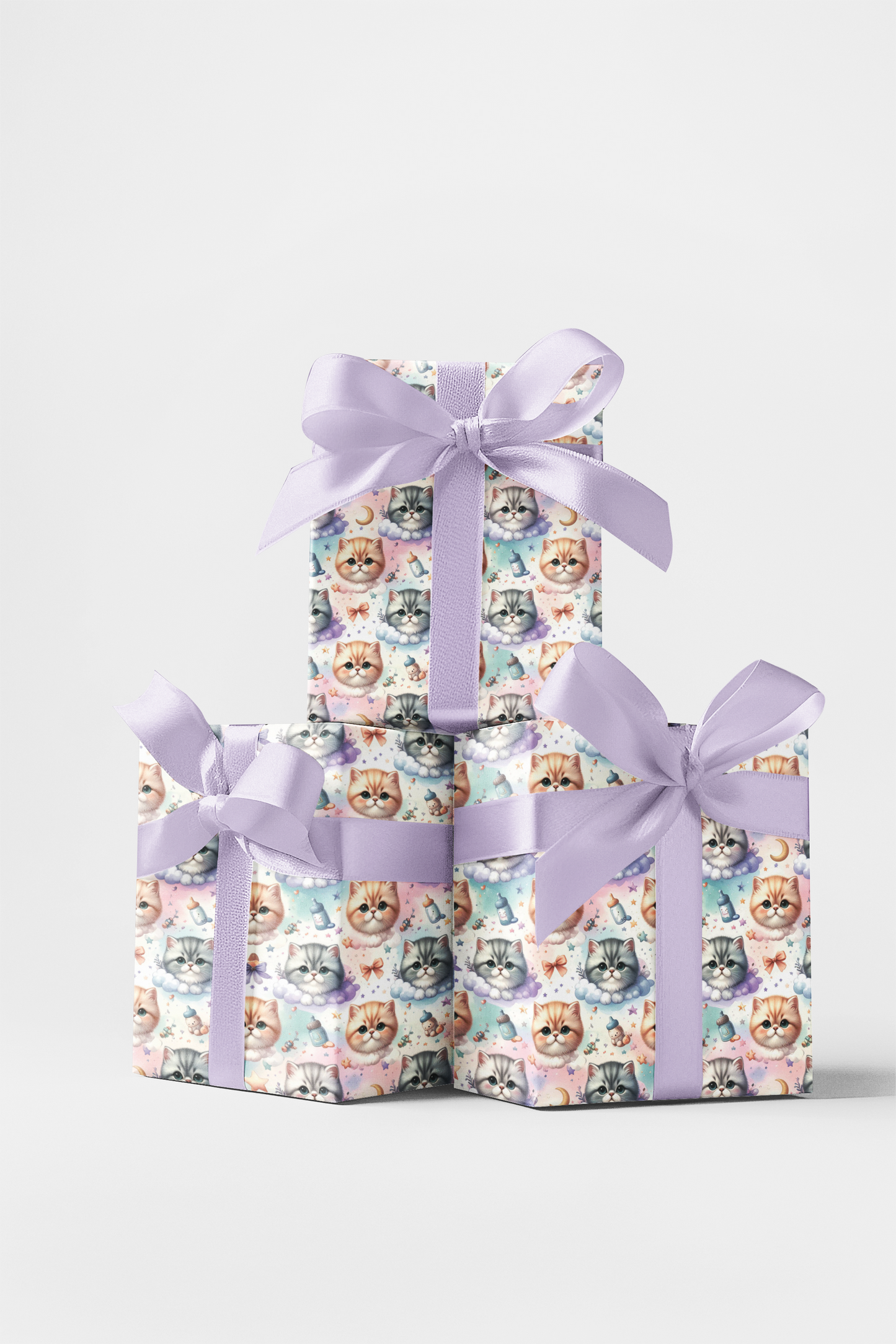 Baby Shower Cats (Exotic Shorthair) Wrapping Paper