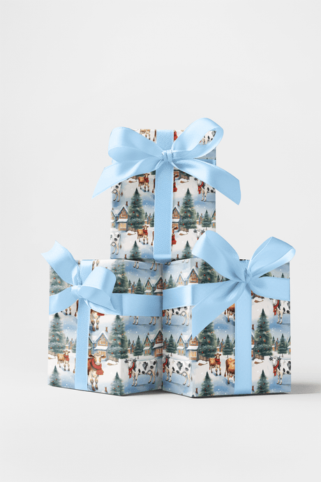 Tinsel Town Cows - London Penny Gift Wrap