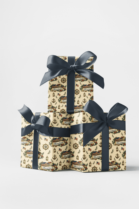 Massachusetts Historic Harbor - London Penny Gift Wrap