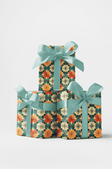 Retro Floral Grid - London Penny Gift Wrap