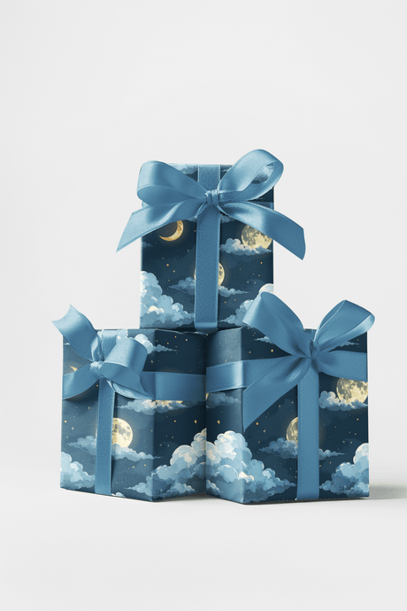 Cloudlit Moon Glow Wrapping Paper - London Penny Gift Wrap