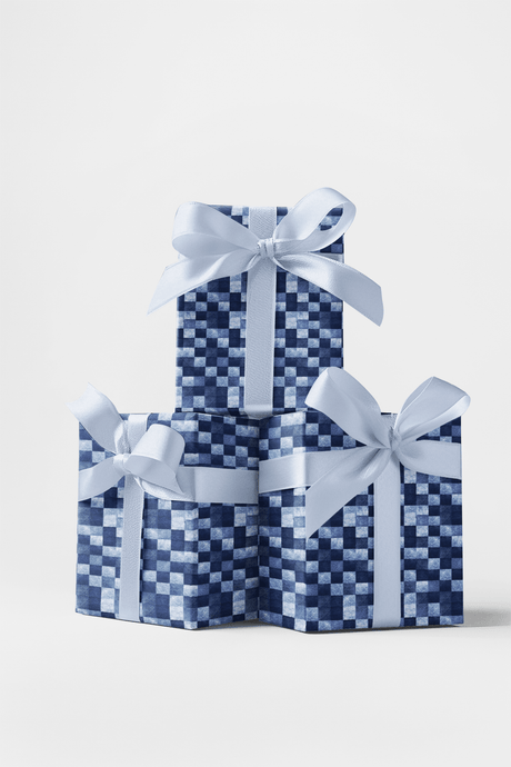 Indigo Grid - London Penny Gift Wrap