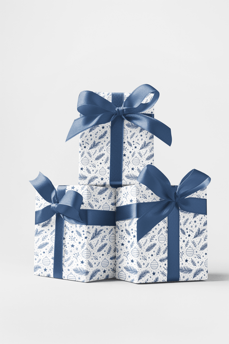 Minimal White Ornament Lines - London Penny Gift Wrap