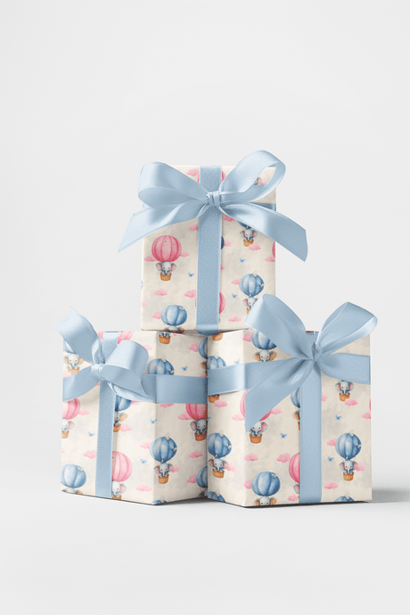 Whimsical Elephants in the Sky - London Penny Gift Wrap