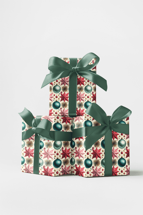 LIMITED TIME | Retro Bauble Celebration Wrapping Paper - London Penny Gift Wrap